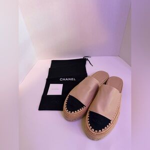 CHANEL Women's Beige Espadrille Flats